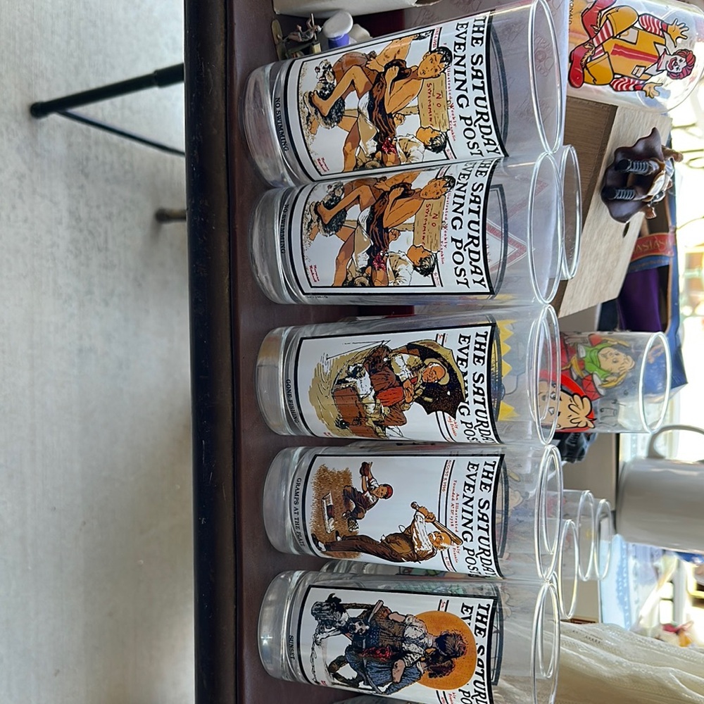 Vintage Saturday Evening Post Glass Set